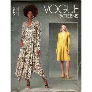 Vogue V1780 Misses L to XXL Deep V Neck Empire Dress UNCUT Sewing Pattern
